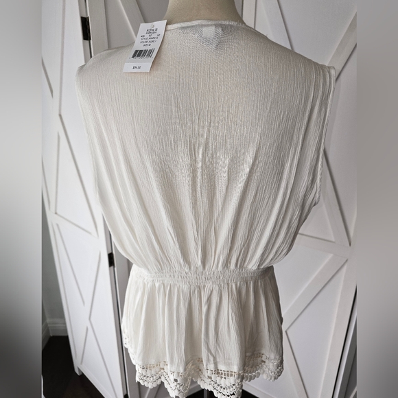 American Rag Juniors' Lace-Trim Sleeveless White Top - Picture 5 of 9